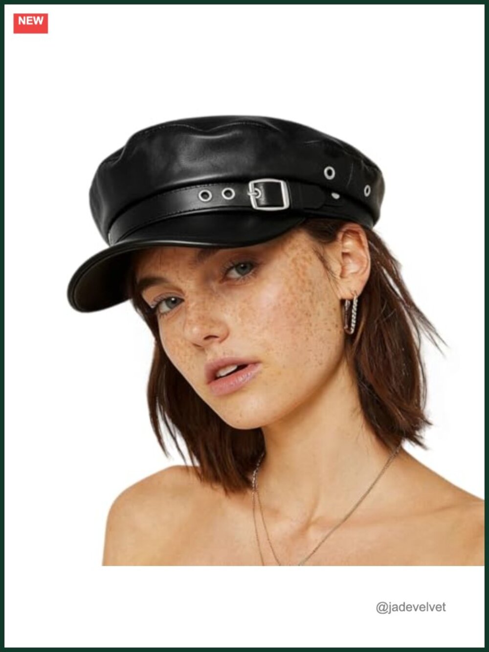 PU Leather Newsboy Cap Adjustable Beret Hat Octagonal Visor